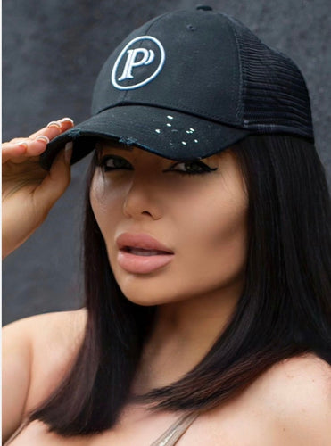 White / Black Mesh Trucker Cap